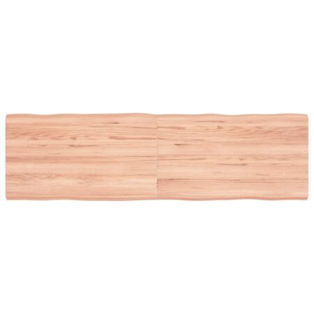 Bordplade i massivt egetræ med naturlig kant 140 x 40 cm - lysebrun