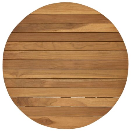 Bordplade rund 50 x 3,5 cm i massivt teaktræ - naturfarvet