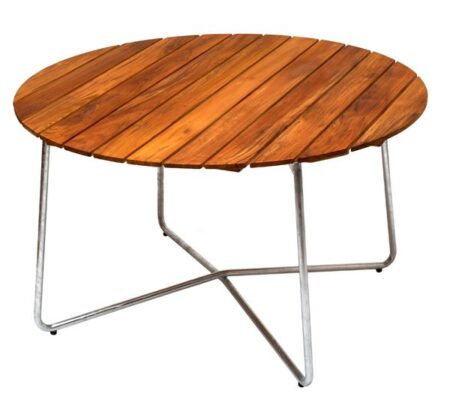 Grythyttan Stålmöbler, Bord 9A 120 Ubehandlet Teak/Varmgalvaniseret Understel Grythyttan Stålmöbler