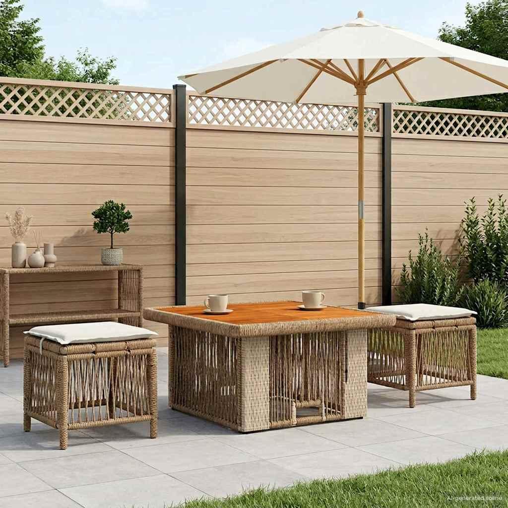 Have spisebordssæt i polyrattan med højdejusterbart bord - beige/creme Have spisebordssæt i polyrattan med højdejusterbart bord - beige/creme