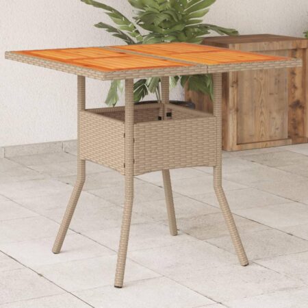 Havebord 80 x 80 x 75 cm i polyrattan og akacietræ