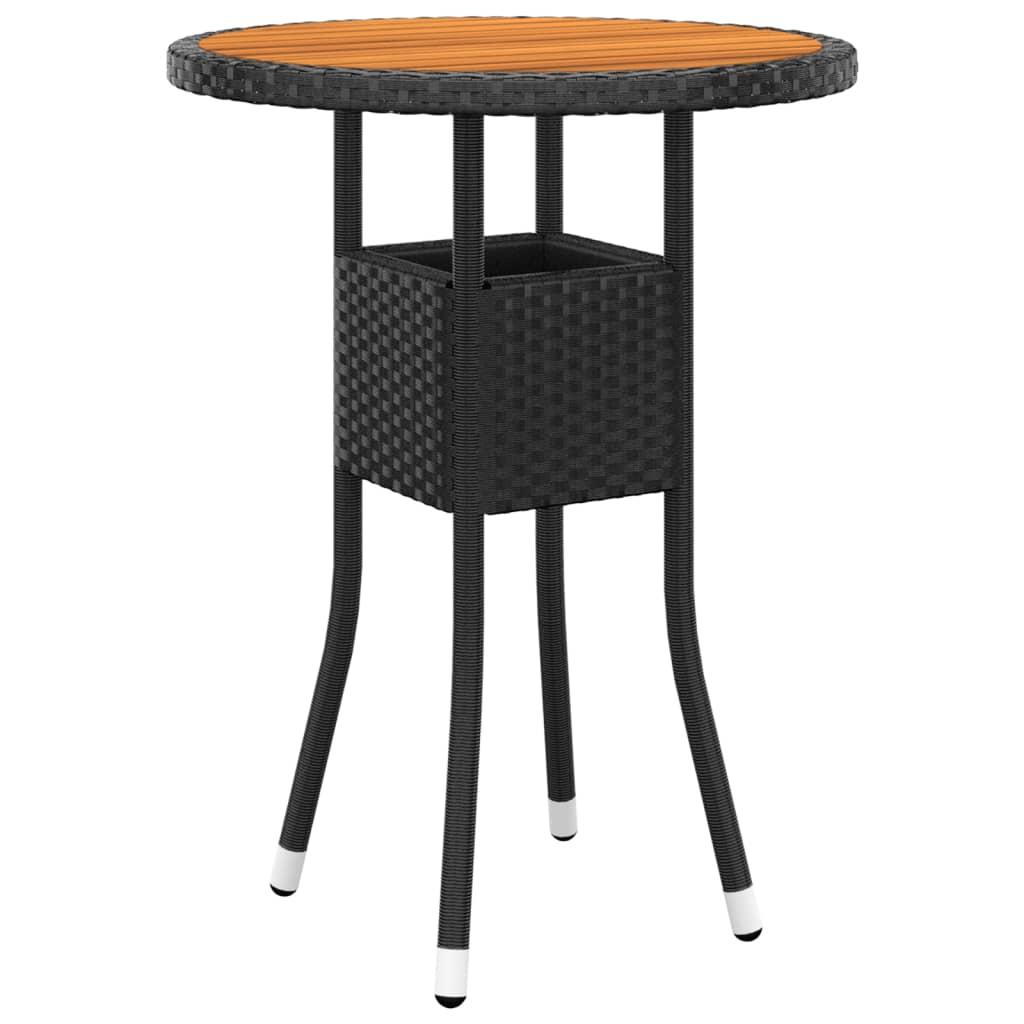 Havebord Ø60 x 75 cm i akacietræ og sort polyrattan Havebord Ø60 x 75 cm i akacietræ og sort polyrattan