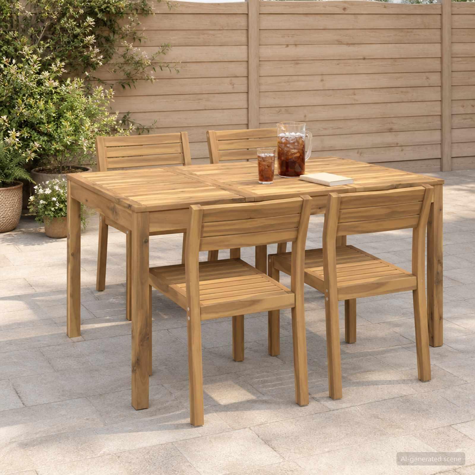 Havebord hvid i massivt akacietræ - 147 x 88,5 x 75 cm Havebord hvid i massivt akacietræ - 147 x 88,5 x 75 cm