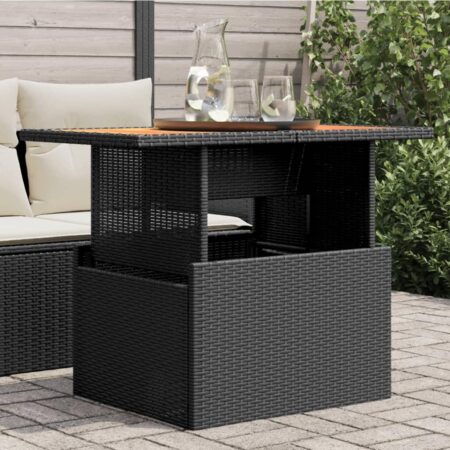 Havebord i polyrattan og akacietræ 100 x 55 x 44/73 cm - sort