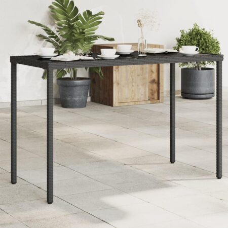 Havebord med glastop 115 x 54 x 74 cm - sort