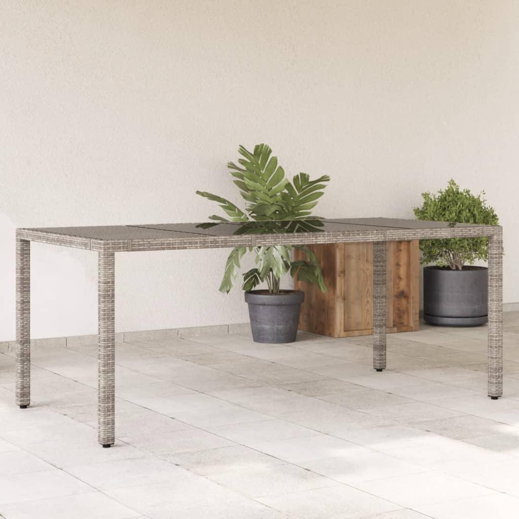 Havebord med glastop 190 x 90 x 75 cm - grå Havebord med glastop 190 x 90 x 75 cm - grå