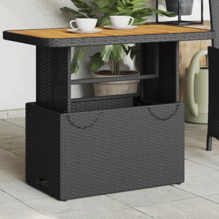 Havebord med løftbar bordplade 90 x 55 x 40/71 cm - sort/brun