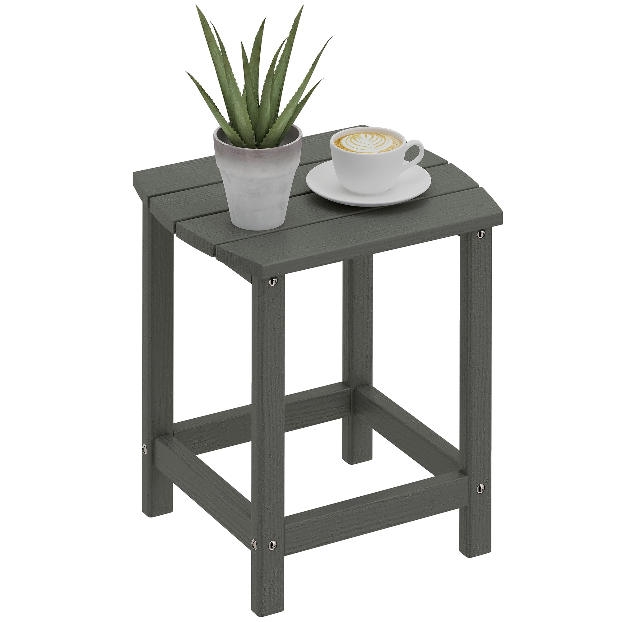 Havebord, vejrbestandigt balkonbord lavet af HDPE, udendørs spisebord/campingbord til have, terrasse, balkon, 48x37x46 cm, grå Havebord, vejrbestandigt balkonbord lavet af HDPE, udendørs spisebord/campingbord til have, terrasse, balkon, 48x37x46 cm, grå