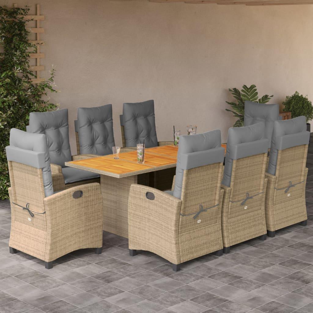 Havemøbelsæt med bord, 6 lænestole og hynder - beige Havemøbelsæt med bord, 6 lænestole og hynder - beige