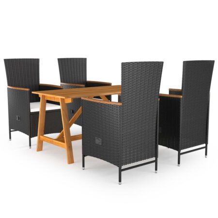 Havemøbelsæt med bord og 4 stole - sort/creme