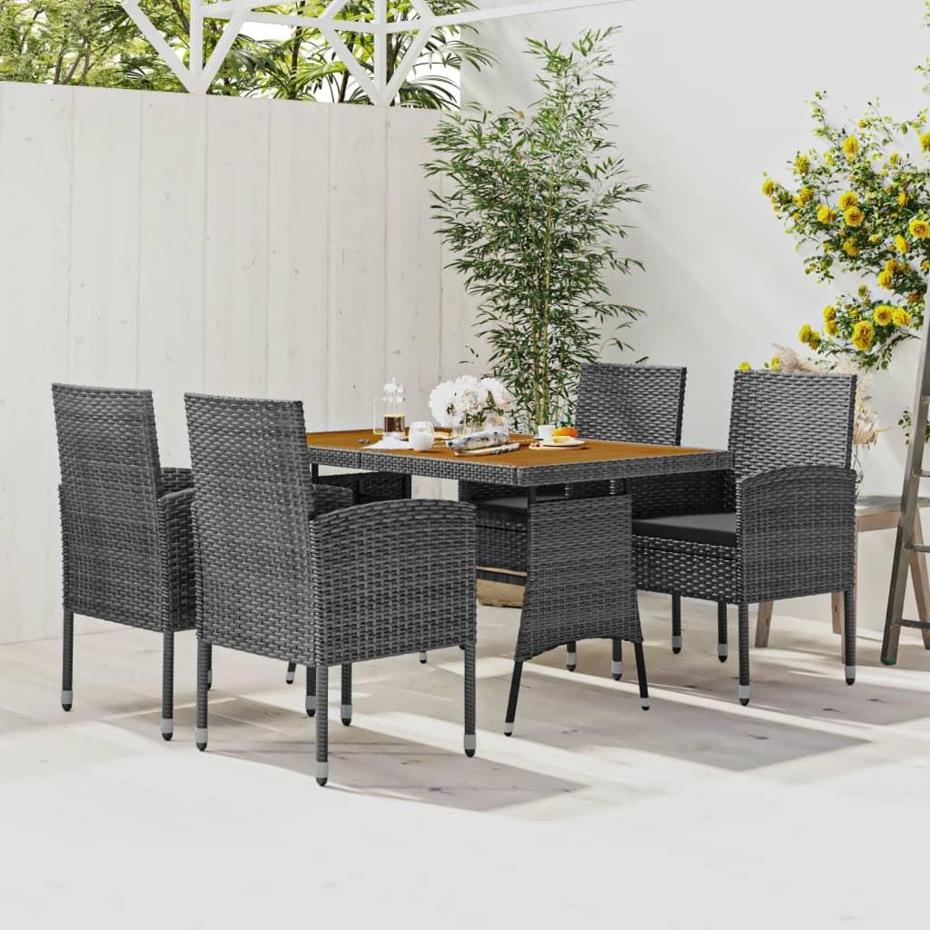 Havemøbelsæt med spisebord 5 dele i polyrattan - grå Havemøbelsæt med spisebord 5 dele i polyrattan - grå