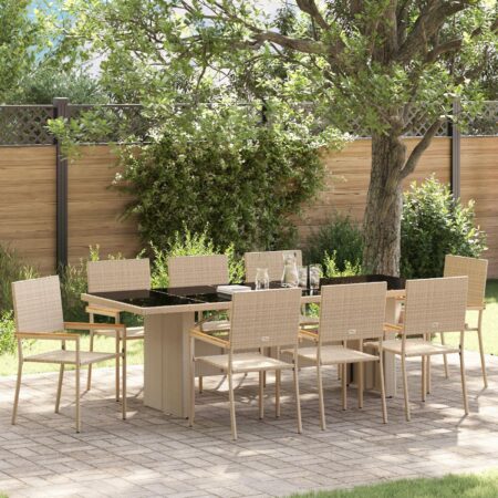 Havemøbelsæt med spisebord i beige polyrattan