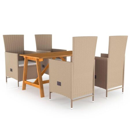 Havemøbelsæt med spisebord og 4 lænestole - beige