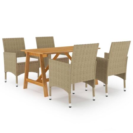 Havemøbelsæt med spisebord og 4 stole - beige