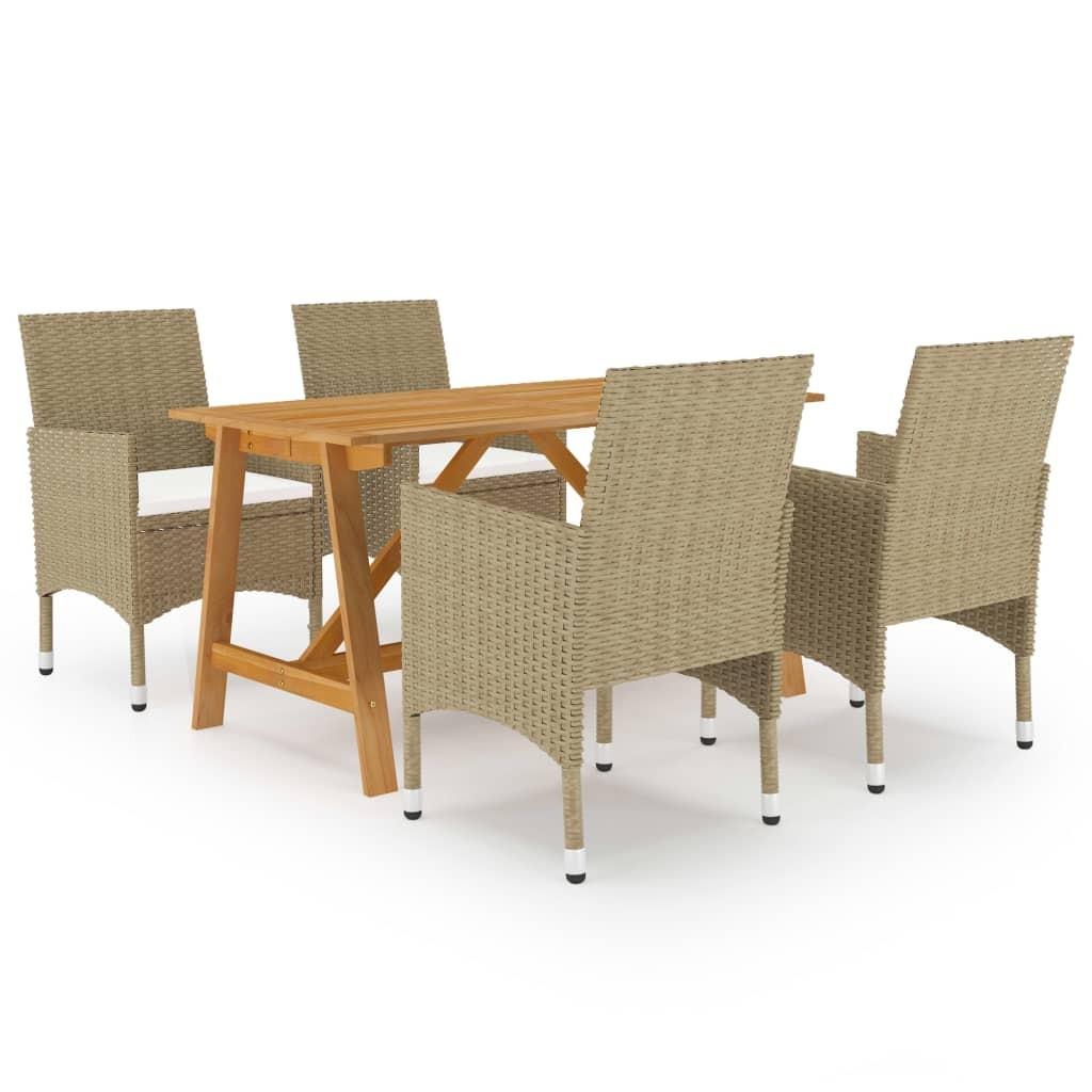 Havemøbelsæt med spisebord og 4 stole - beige Havemøbelsæt med spisebord og 4 stole - beige