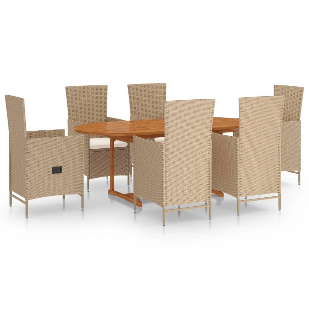 Havemøbelsæt med spisebord og 6 stole - beige Havemøbelsæt med spisebord og 6 stole - beige