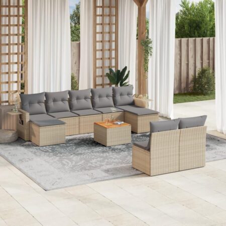 Havesofasæt 10 dele med hynder og bord - beige