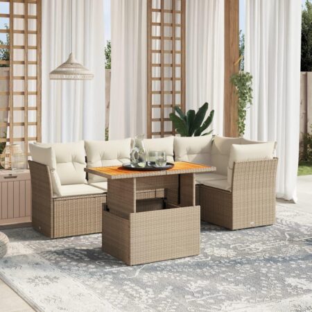 Havesofasæt 5 dele med hynder og justerbart bord - beige