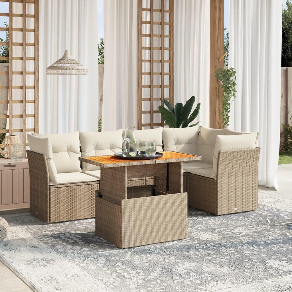 Havesofasæt 5 dele med hynder og justerbart bord - beige Havesofasæt 5 dele med hynder og justerbart bord - beige