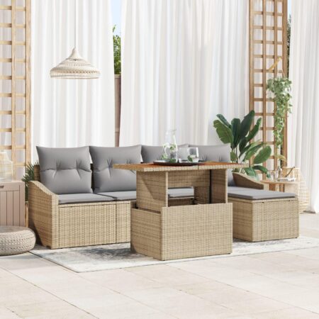 Havesofasæt 6 dele med bord - beige og grå