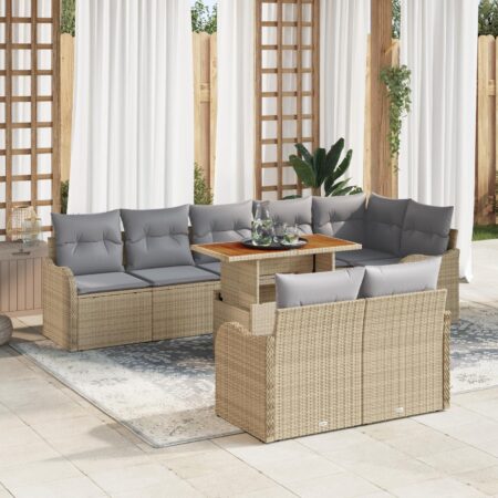 Havesofasæt 9 dele med bord, 8 siddepladser - beige og lysegrå