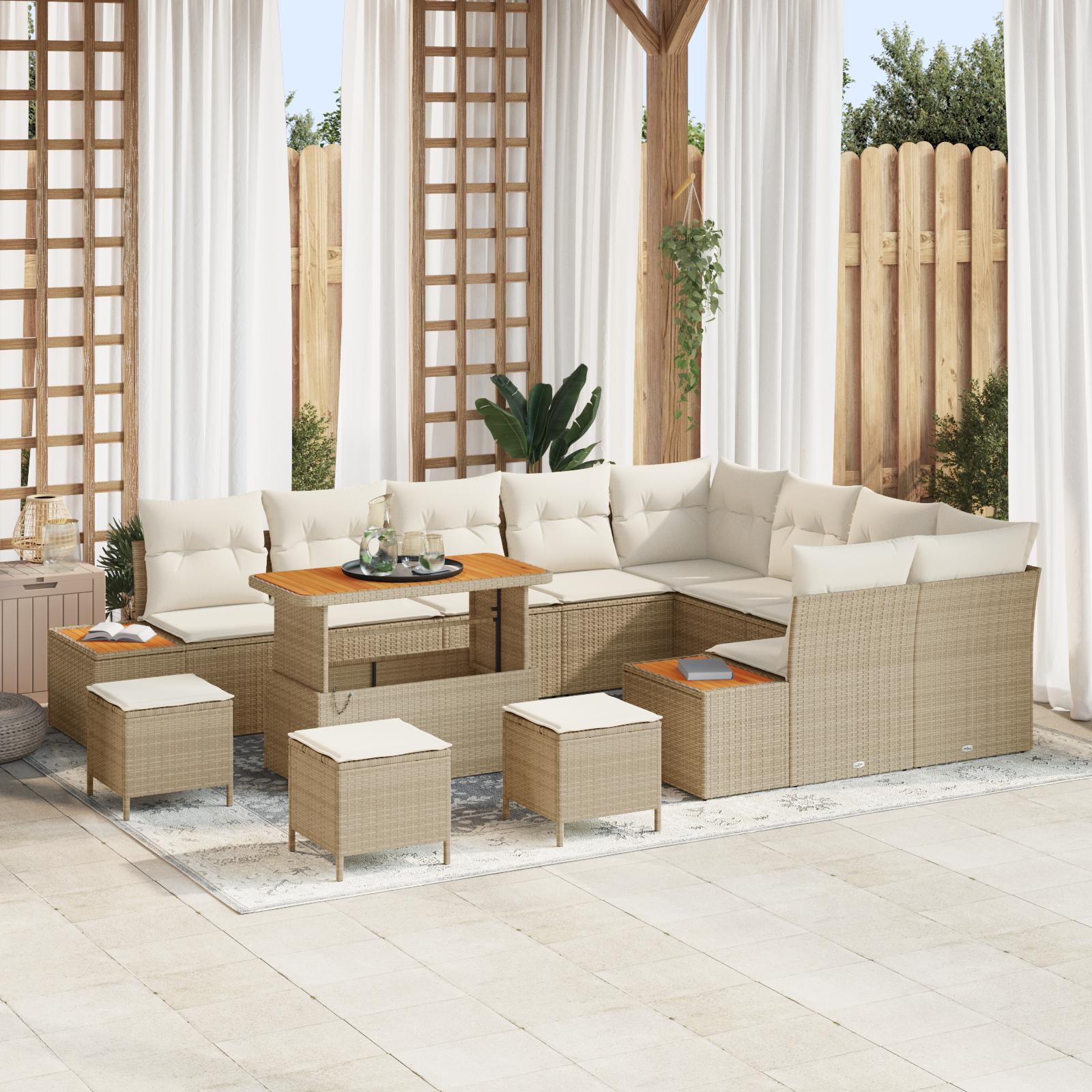 Havesofasæt i poly rattan med bord - beige Havesofasæt i poly rattan med bord - beige