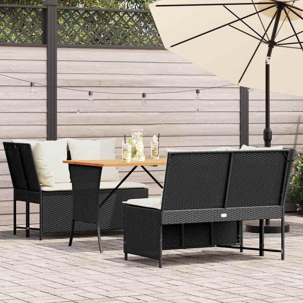 Havesofasæt med bord og hynder i polyrattan - sort Havesofasæt med bord og hynder i polyrattan - sort