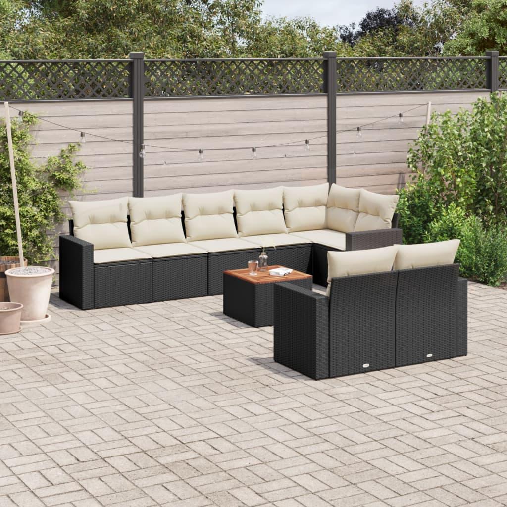 Havesofasæt med bord og hynder i polyrattan - sort/creme Havesofasæt med bord og hynder i polyrattan - sort/creme