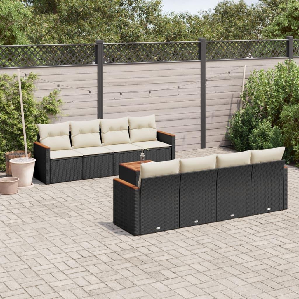 Havesofasæt med bord og hynder i polyrattan - sort/cremefarvet Havesofasæt med bord og hynder i polyrattan - sort/cremefarvet