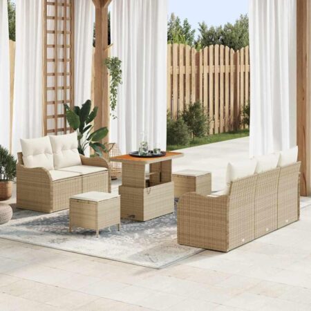 Havesofasæt med bord og opbevaring 8 dele - beige og creme