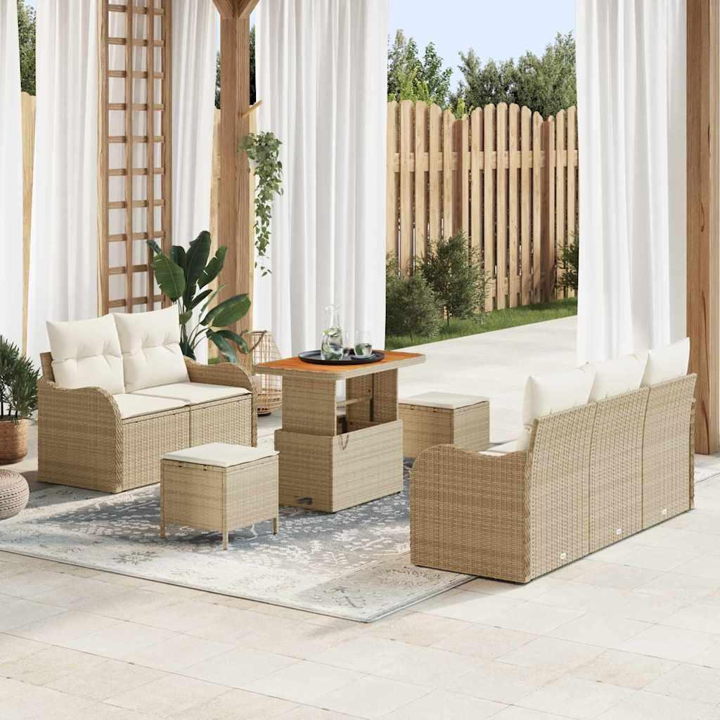 Havesofasæt med bord og opbevaring 8 dele - beige og creme Havesofasæt med bord og opbevaring 8 dele - beige og creme