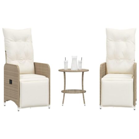 Havestole med lænefunktion og bord 2 stk. - beige