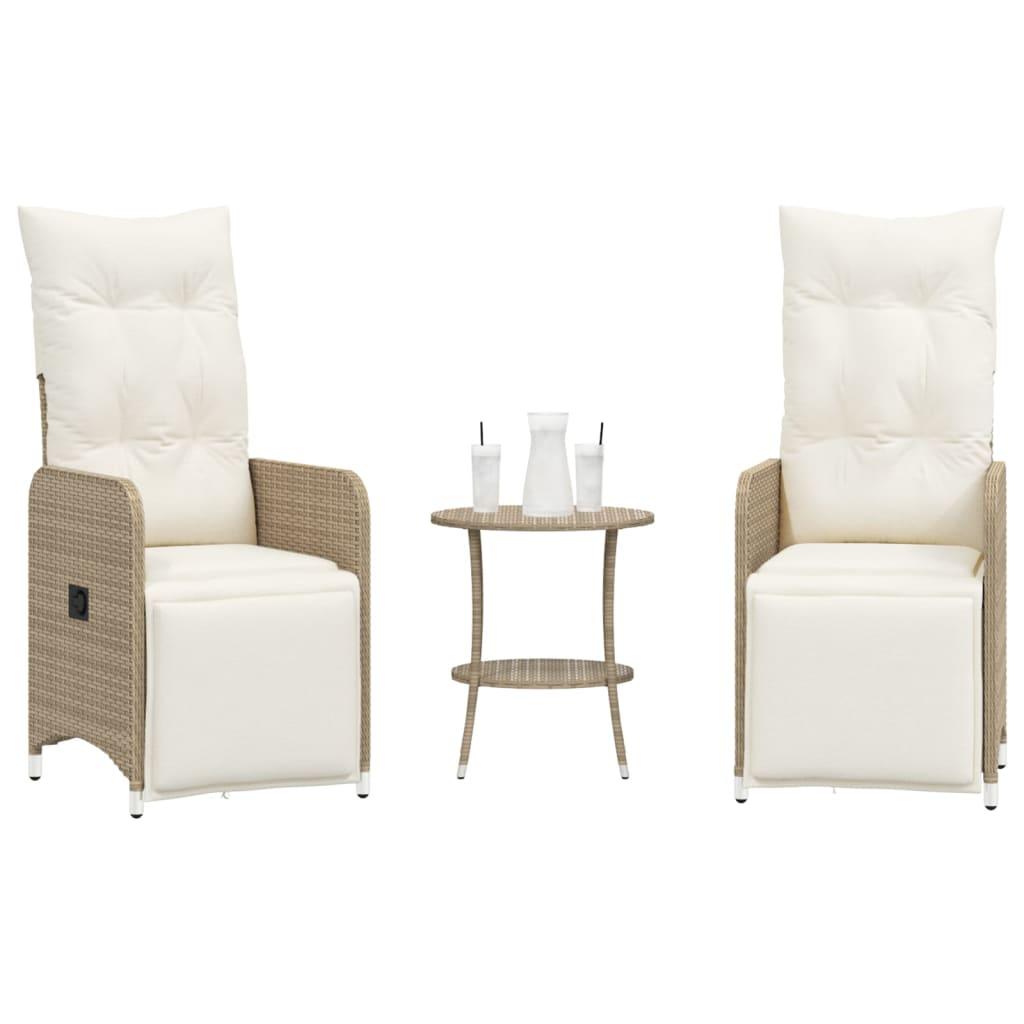 Havestole med lænefunktion og bord 2 stk. - beige Havestole med lænefunktion og bord 2 stk. - beige