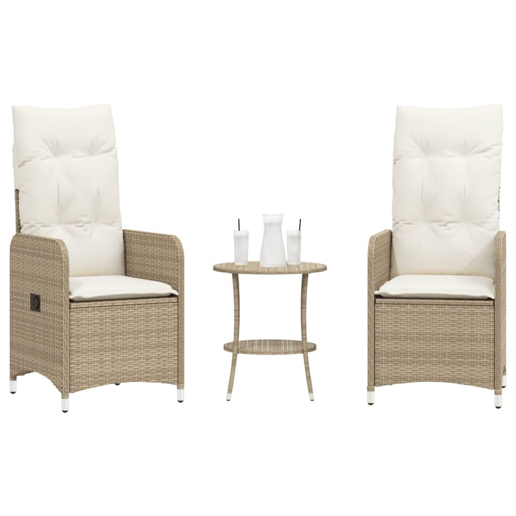 Havestolesæt med lænefunktion og bord - beige Havestolesæt med lænefunktion og bord - beige