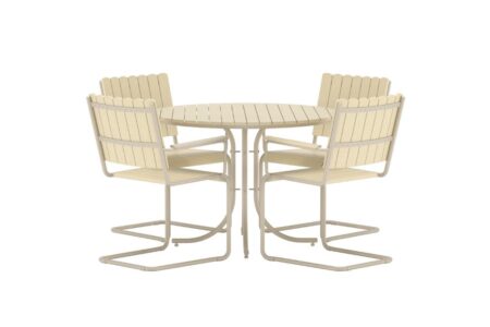 Holmsund havesæt bord 100x100cm 4 stole beige