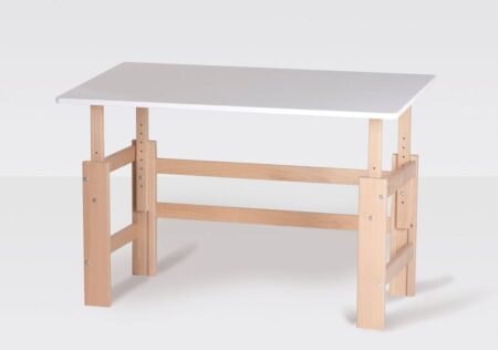 Manis-HÂ Justerbart skrivebord med stel i bøgetræ 115 cmÂ -Â Skrivebord 115cm: 60/80X115x65cm
