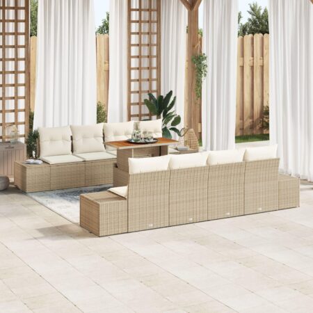 Modulært havesofasæt i polyrattan med bord - beige