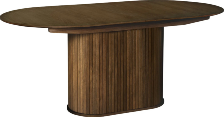 Ovalt spisebord Nordique Design NOLA udtræksbord, mørk natur træ L180-230 x D95 cm