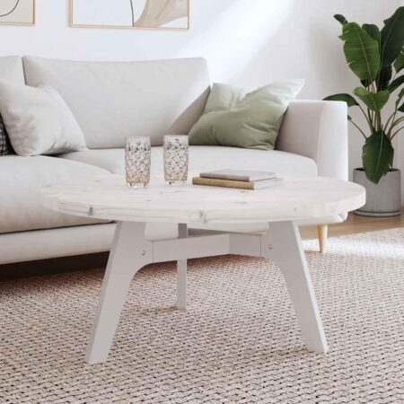 Rund bordplade Ø90 x 3 cm i massivt fyrretræ - hvid
