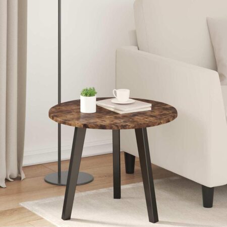 Rund bordplade i konstrueret træ 50 x 1,5 cm - røget eg