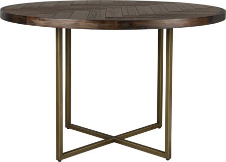 Rundt spisebord Dutchbone Class Ø120 cm mørk natur akaciefiner sort stålstel