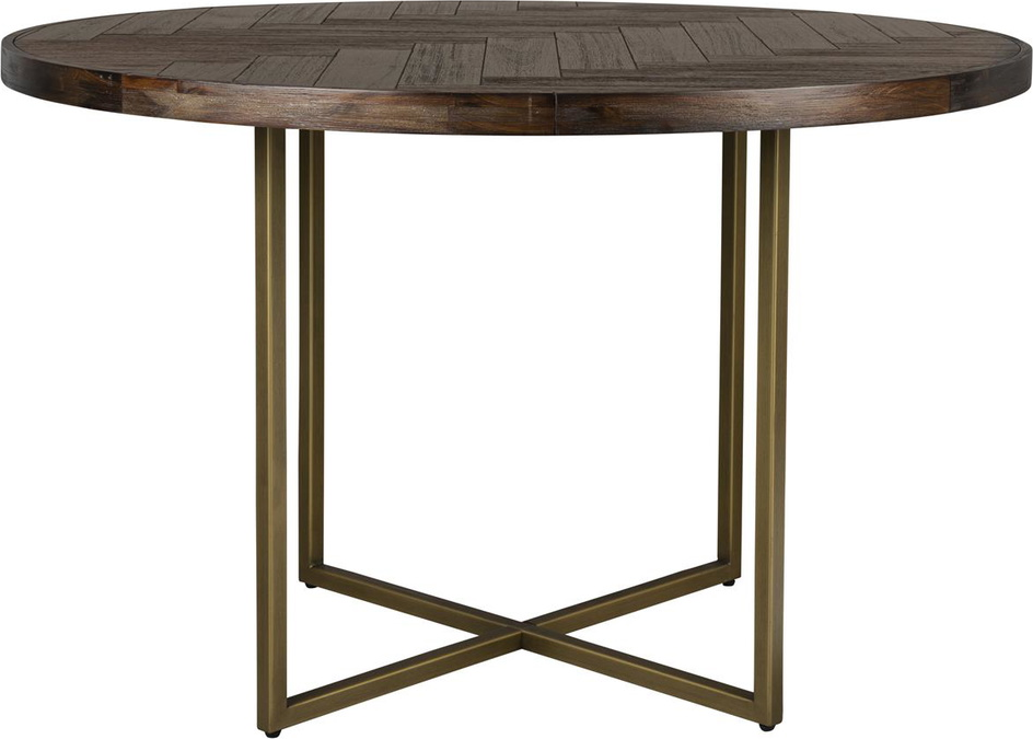 Rundt spisebord Dutchbone Class Ø120 cm mørk natur akaciefiner sort stålstel Rundt spisebord Dutchbone Class Ø120 cm mørk natur akaciefiner sort stålstel