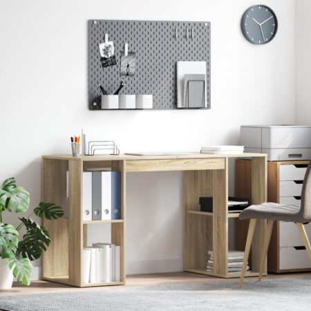 Skrivebord med opbevaring - Sonoma eg, 130 x 50,5 x 75 cm