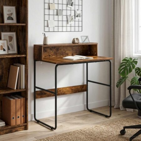 Skrivebord med opbevaring - røget eg 80 x 50 x 91 cm