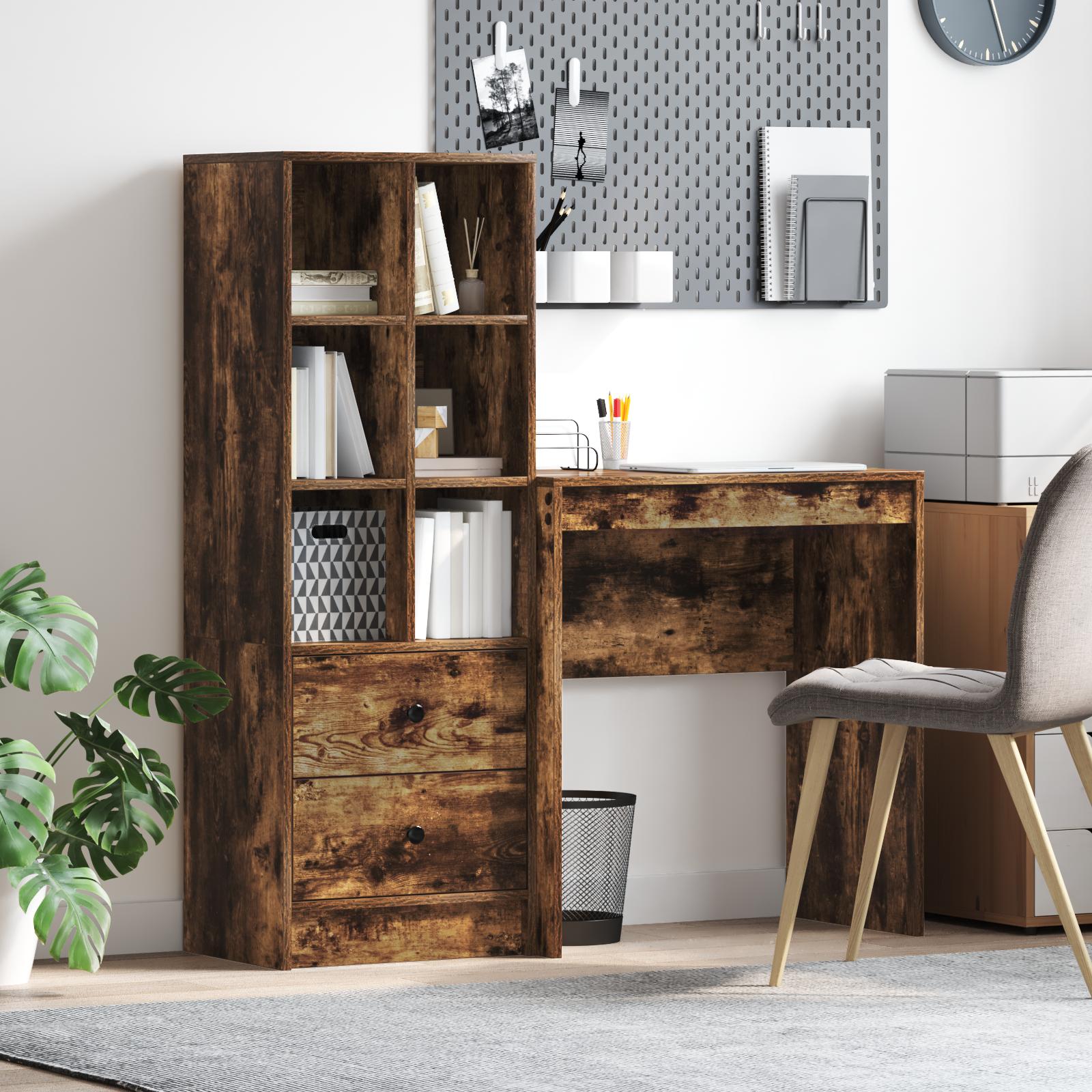 Skrivebord med skab i røget eg - 115,5 x 40 x 127 cm Skrivebord med skab i røget eg - 115,5 x 40 x 127 cm