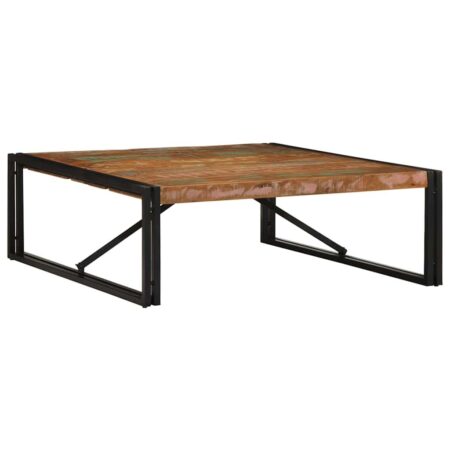 Sofabord i massivt genbrugstræ 100 x 100 x 35 cm - flerfarvet