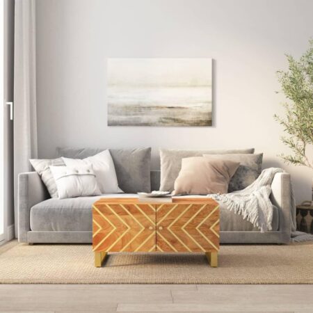 Sofabord i massivt mangotræ 80 x 50 x 40 cm - brun/sort