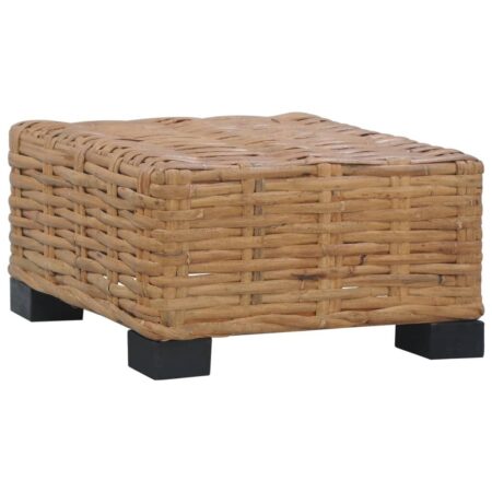 Sofabord i naturlig rattan 47 x 47 x 28 cm - brun/sort