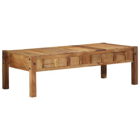 Sofabord med 2 skuffer i massivt genbrugstræ - brun 110 x 54 x 35 cm