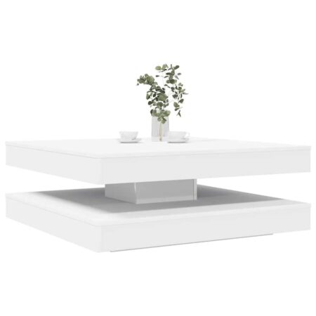 Sofabord med 360-graders drejelig bordplade 90 x 90 x 34,5 cm - hvid